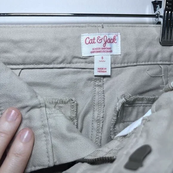 Cat & Jack - Girls' Bootcut Twill‎ School Uniform Chino Pants - Oyster - Size 5 - Picture 3 of 12